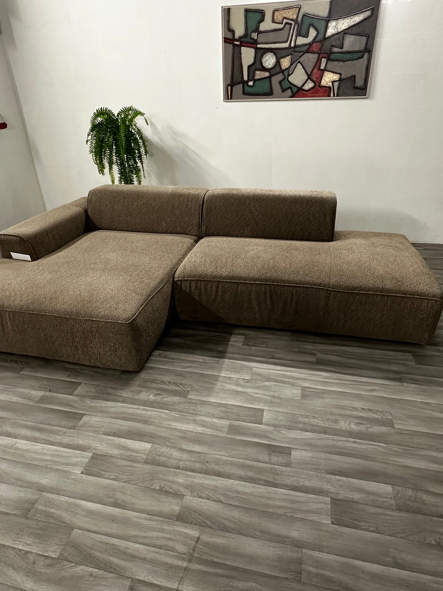 Ecksofa L-Form / Modulsofa in Teddy Braun