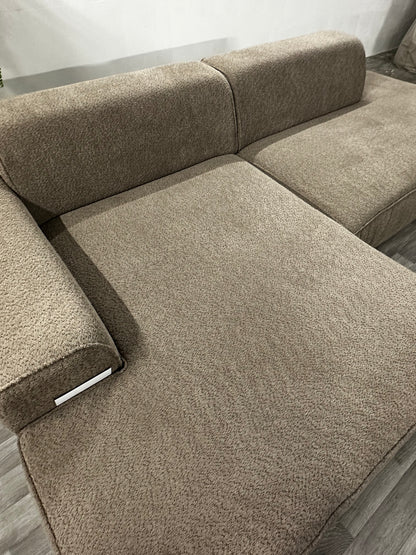 Ecksofa L-Form / Modulsofa in Teddy Braun