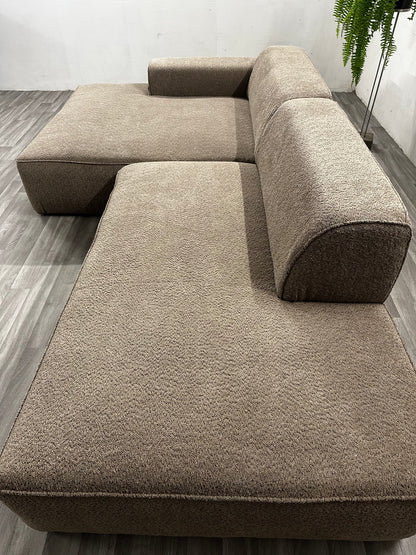 Ecksofa L-Form / Modulsofa in Teddy Braun