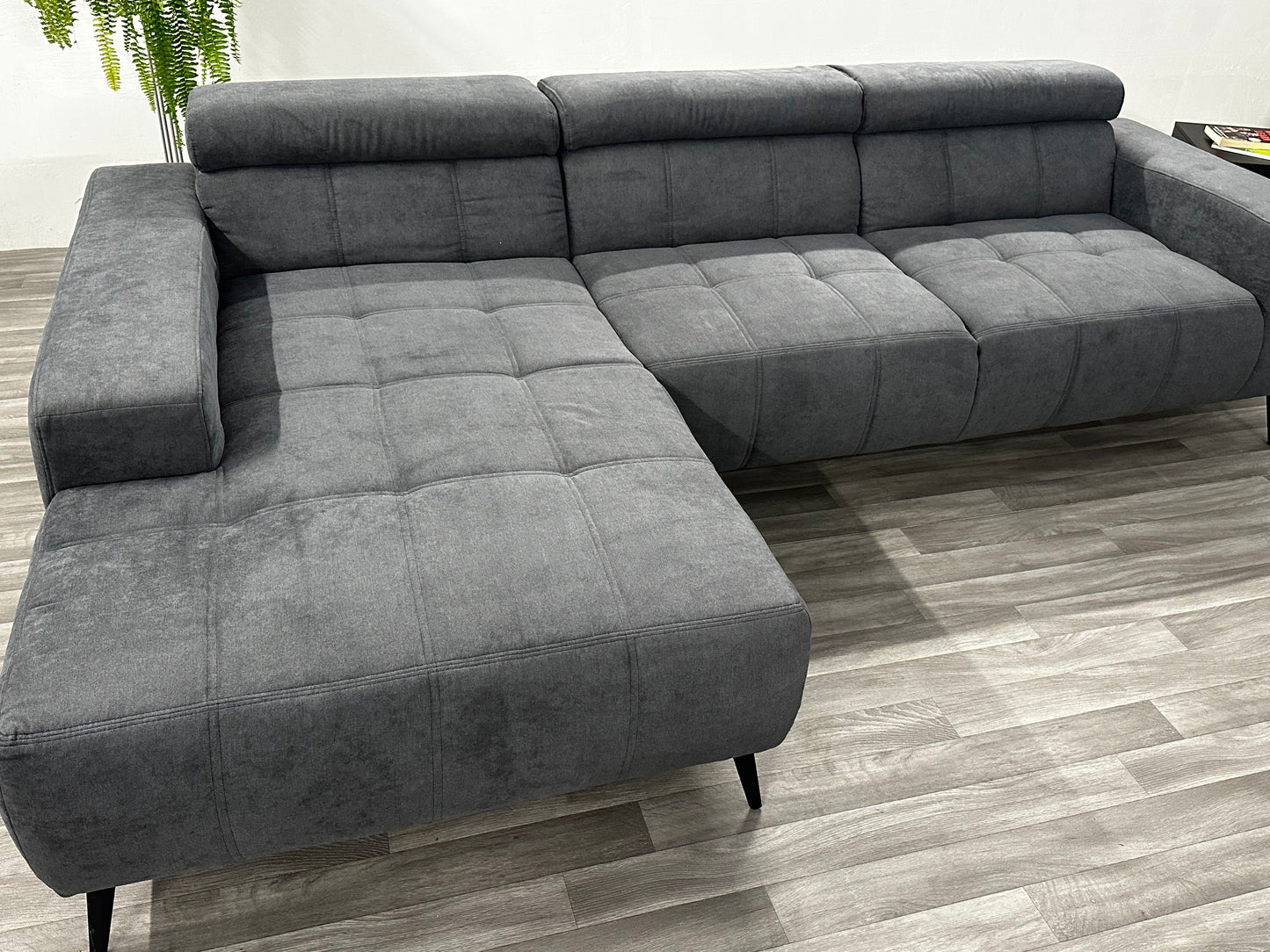 Ecksofa L-Form in Webstoff Dunkelgrau