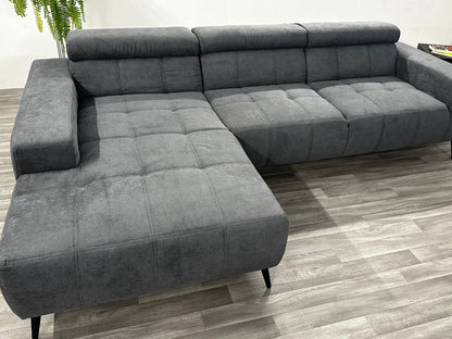 Ecksofa L-Form in Webstoff Dunkelgrau