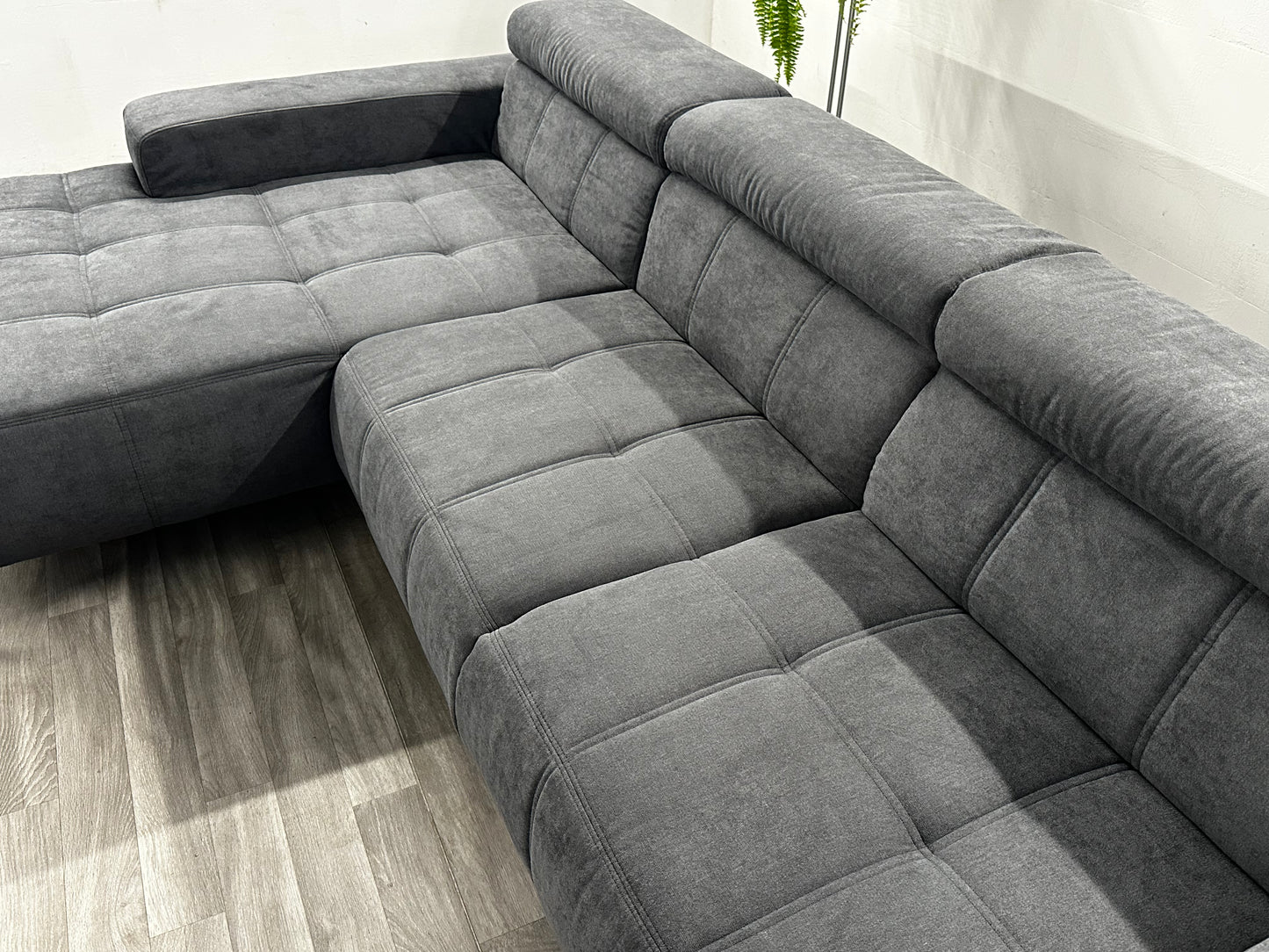 Ecksofa L-Form in Webstoff Dunkelgrau