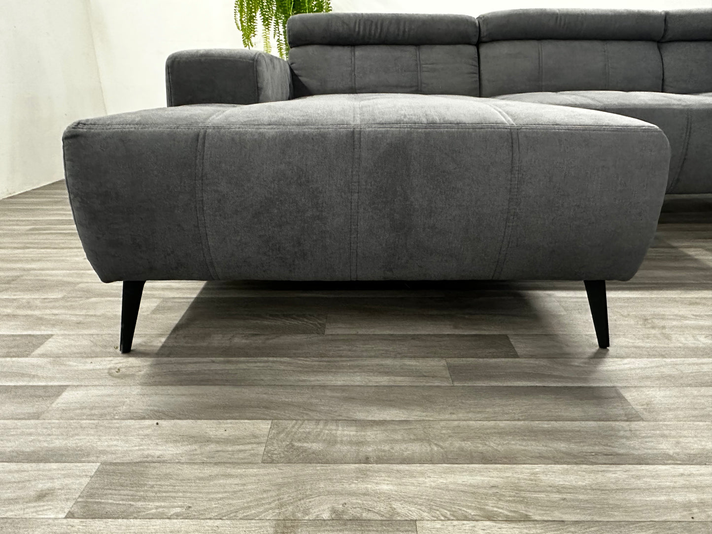 Ecksofa L-Form in Webstoff Dunkelgrau