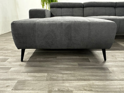 Ecksofa L-Form in Webstoff Dunkelgrau