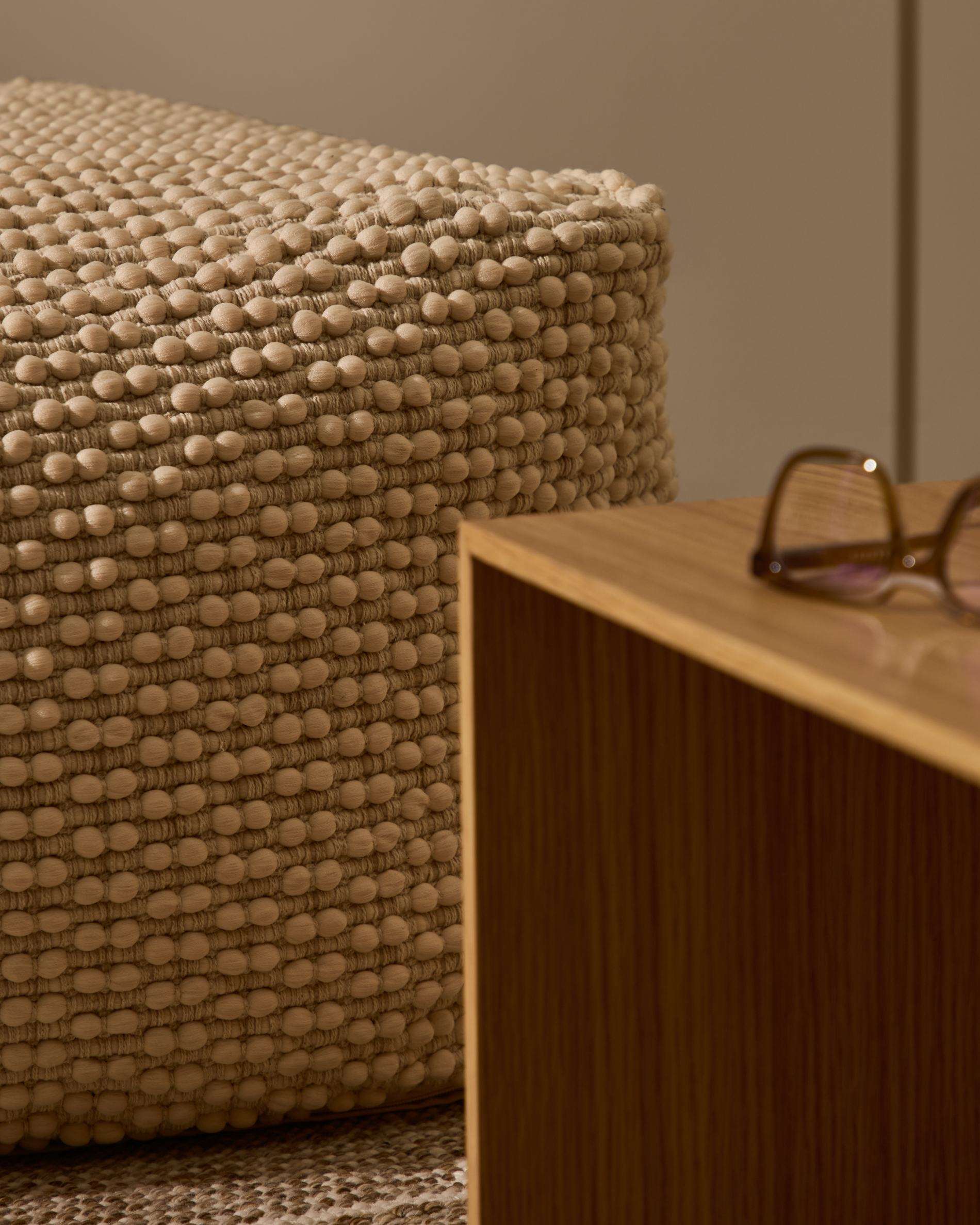Mascarell Pouf 60x60 cm – Weicher Designer Sitzhocker aus Baumwolle in Weiß