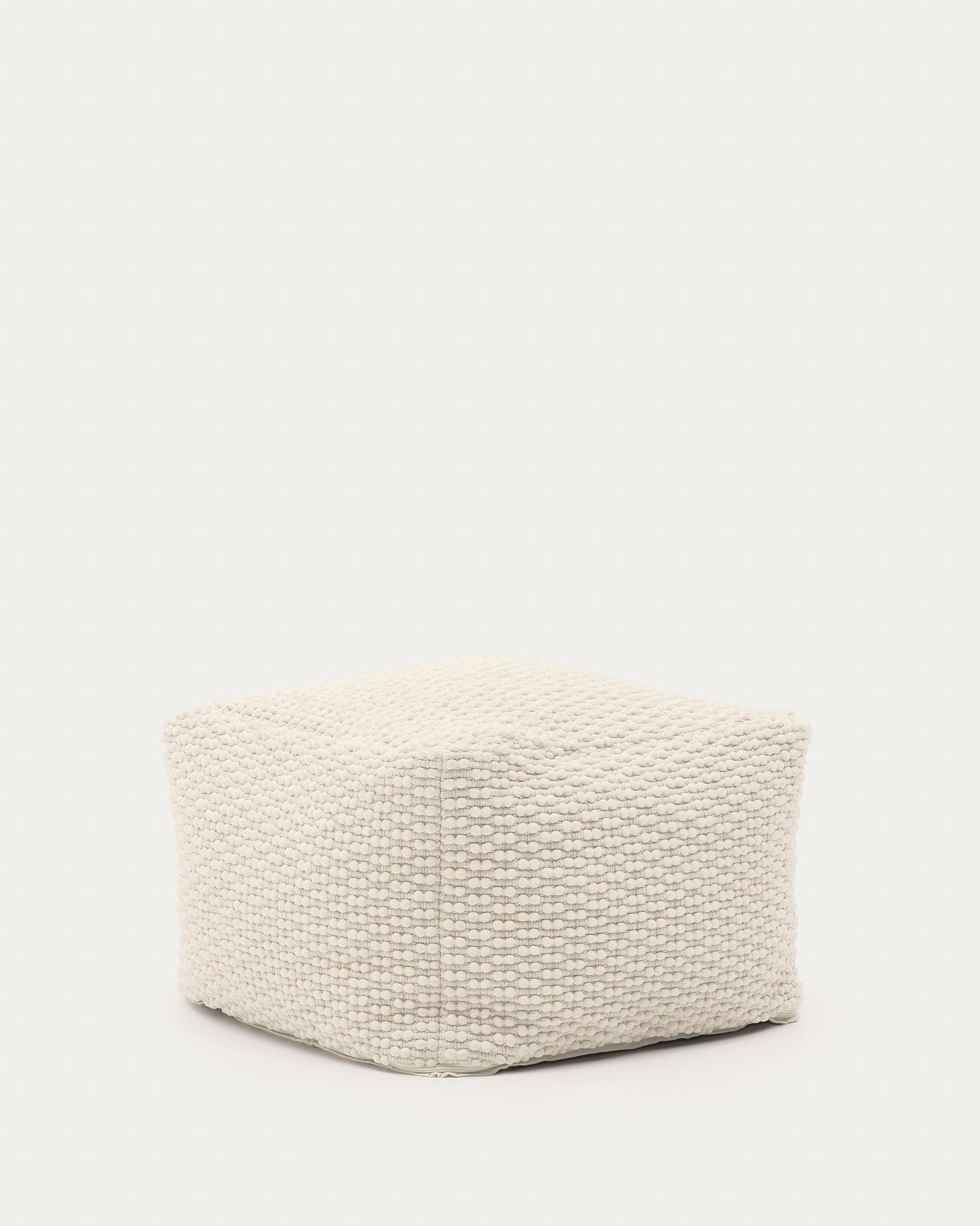 Mascarell Pouf 60x60 cm – Weicher Designer Sitzhocker aus Baumwolle in Weiß