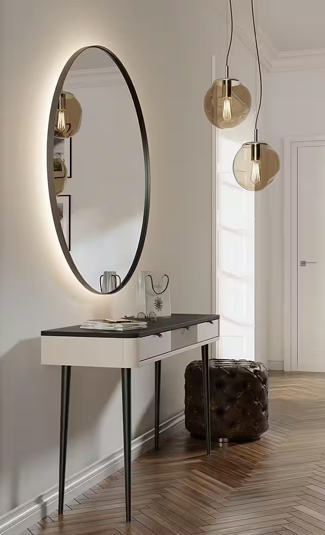 Mavi Schreibtisch 130 cm – Design Schreibtisch mit 3 Schubladen & Lamellenoptik (Kaschmir/Graphit Marmor)