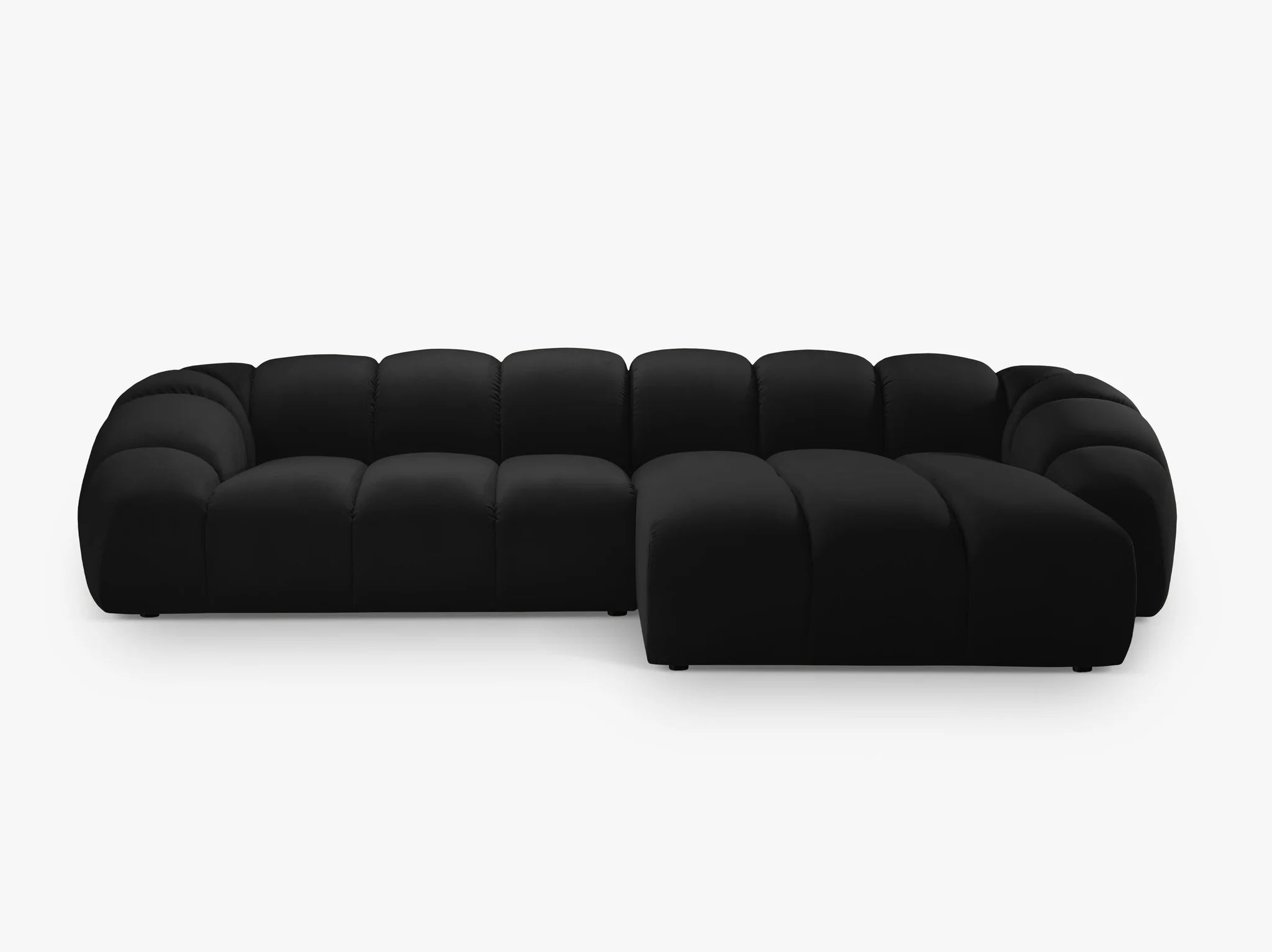 Monto in Samt, 305 cm Breite - Bubble Modulsofa #Variant_Schwarz-Rechts
