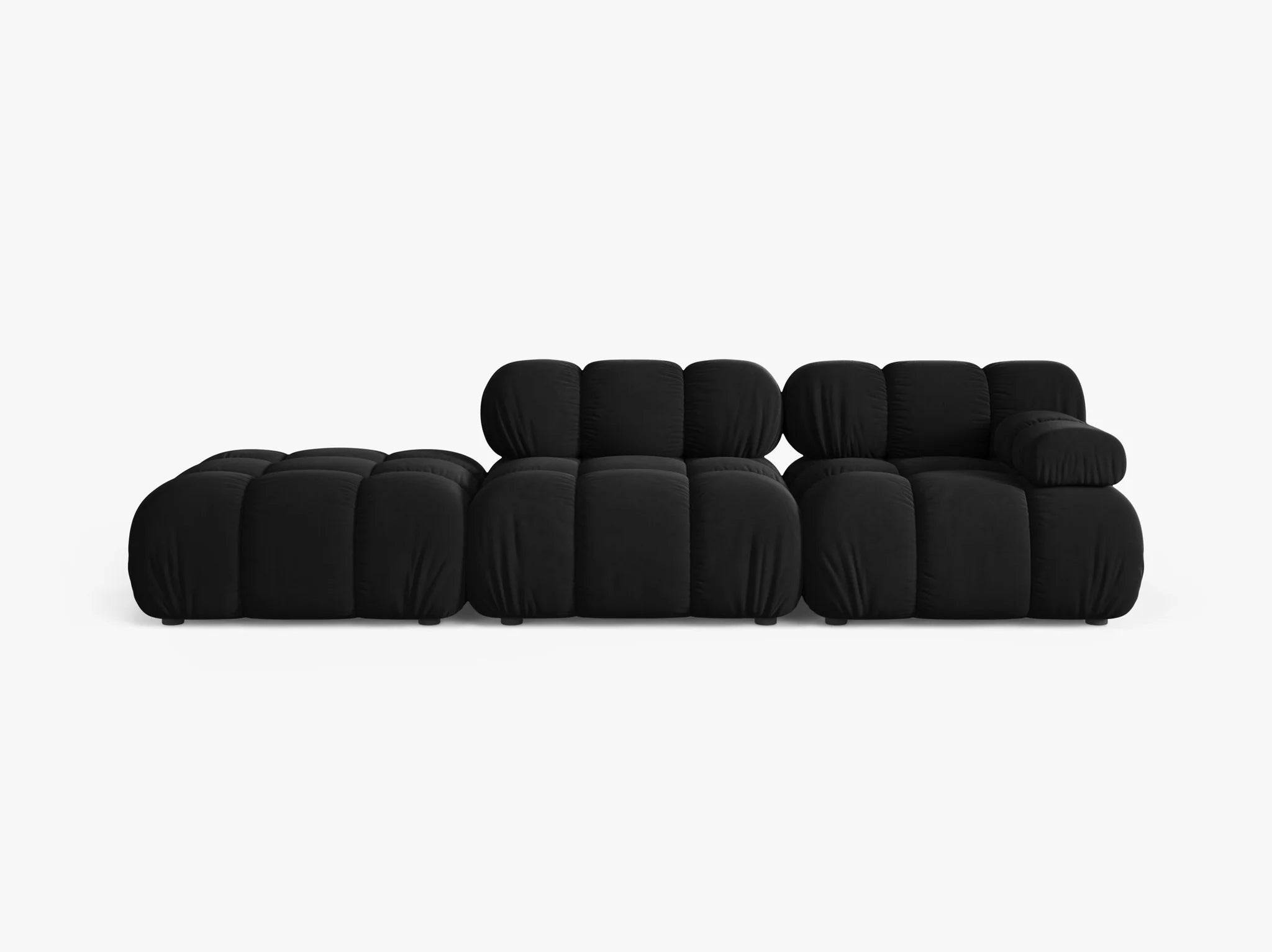 Selene 4-Sitzer Sofa (links) in Samt, 282 cm Breite - Modulsofa #Variant_Schwarz-Rechts