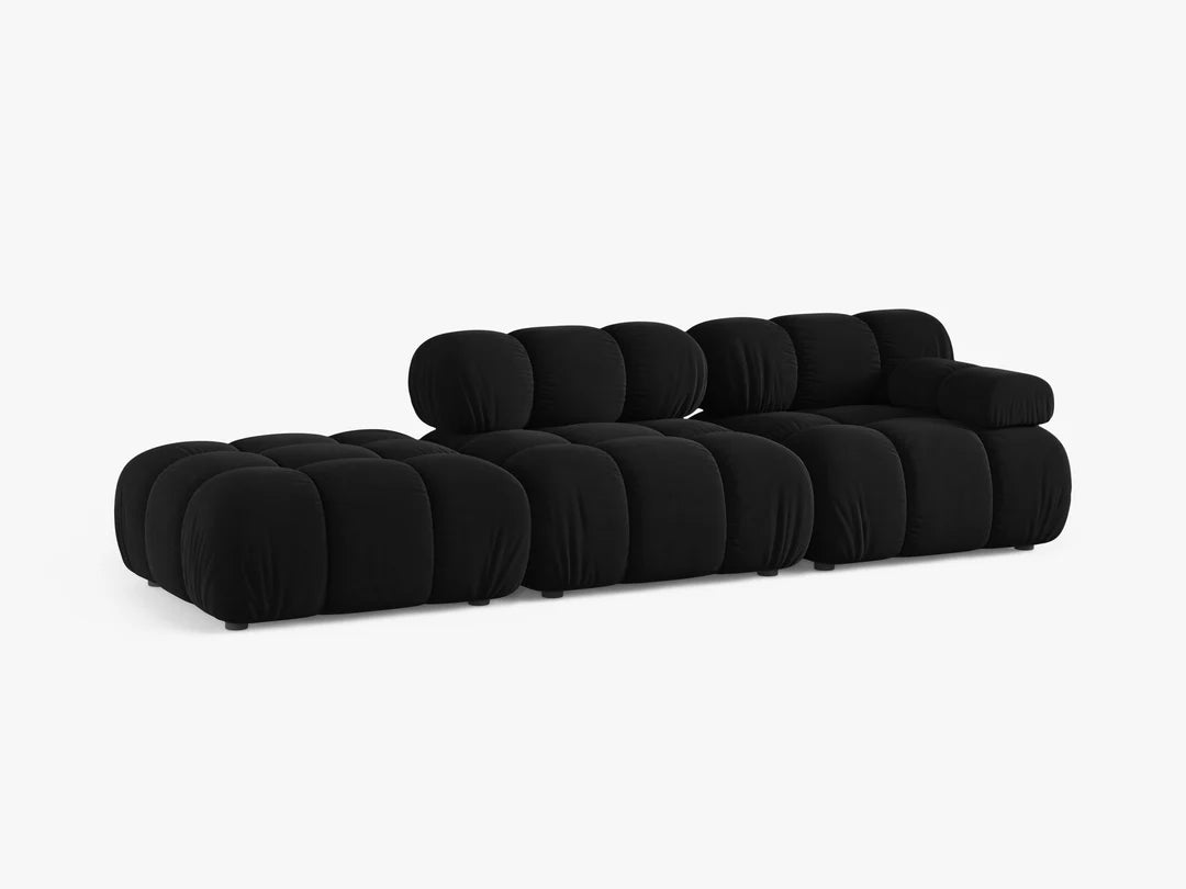 Selene 4-Sitzer Sofa (links) in Samt, 282 cm Breite - Modulsofa #Variant_Schwarz-Rechts