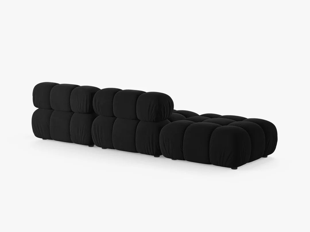 Selene 4-Sitzer Sofa (links) in Samt, 282 cm Breite - Modulsofa #Variant_Schwarz-Rechts