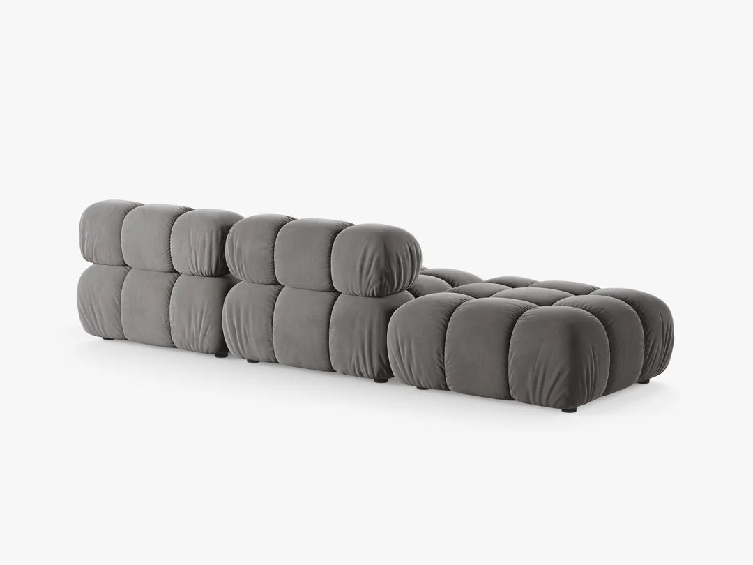 Selene 4-Sitzer Sofa (links) in Samt, 282 cm Breite - Modulsofa #Variant_Grau-Rechts
