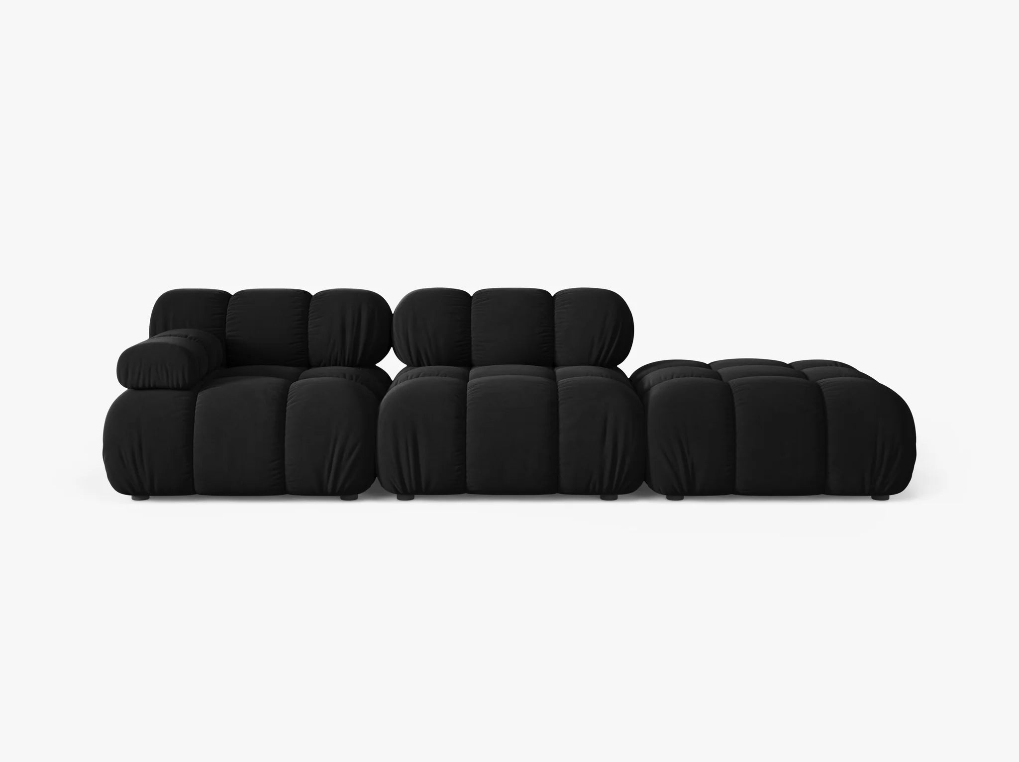 Selene 4-Sitzer Sofa (links) in Samt, 282 cm Breite - Modulsofa #Variant_Schwarz-Links