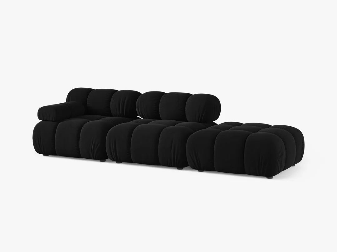 Selene 4-Sitzer Sofa (links) in Samt, 282 cm Breite - Modulsofa #Variant_Schwarz-Links