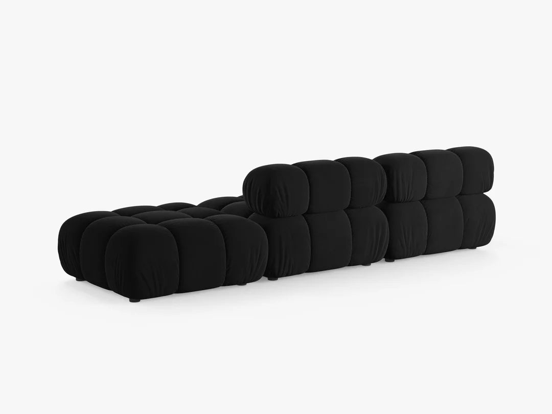 Selene 4-Sitzer Sofa (links) in Samt, 282 cm Breite - Modulsofa #Variant_Schwarz-Links