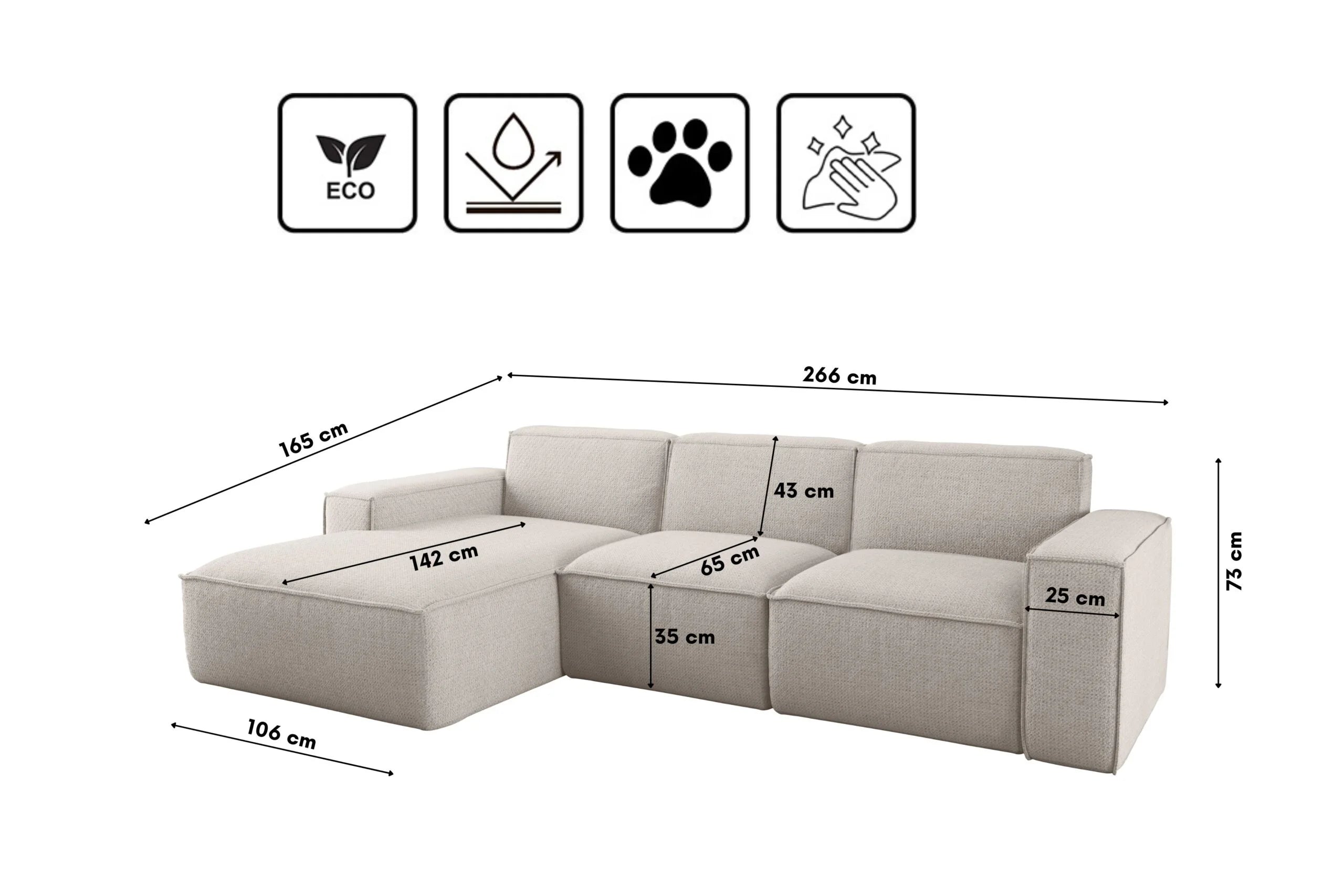 Ecksofa Sienna in Struktur, 266 cm Breite