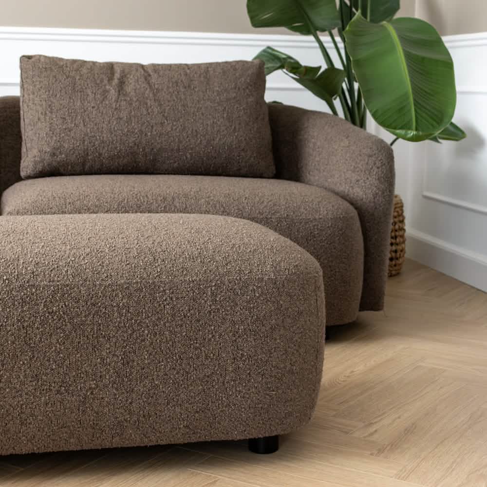 Nolio Modulsofa in Bouclé Beige + Hocker, 315 cm Breite | PolsterOase