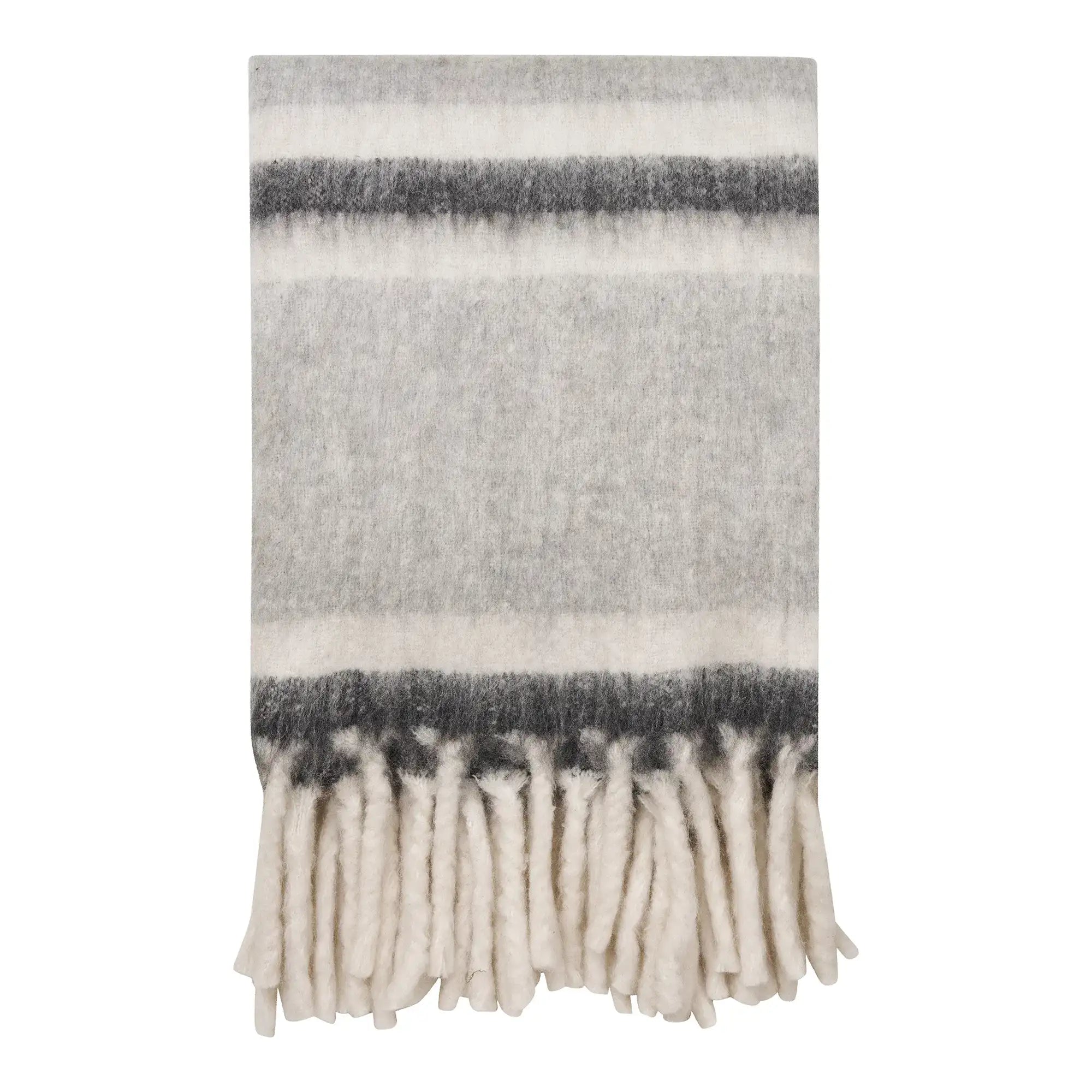 Plaid aus Wollmix in Grau/Weiß 130x170 cm – Skandinavische Wohndecke