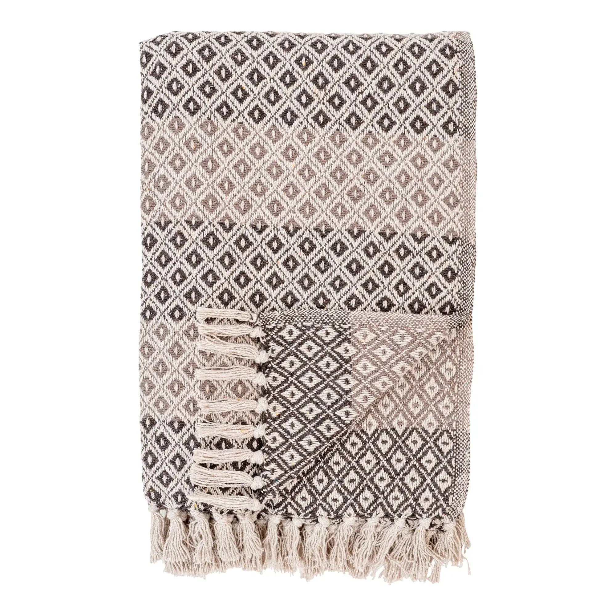Plaid aus recycelter Baumwolle Braun/Beige 130x180 cm – Skandinavische Wohndecke