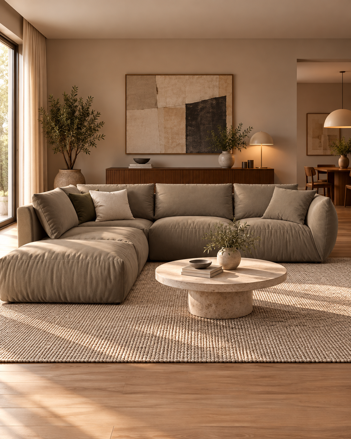 PolsterOase Ecksofa – Bono Ecksofa XL aus Samt, Viersitzer, 305 × 280 cm – zusätzliche Produktansicht