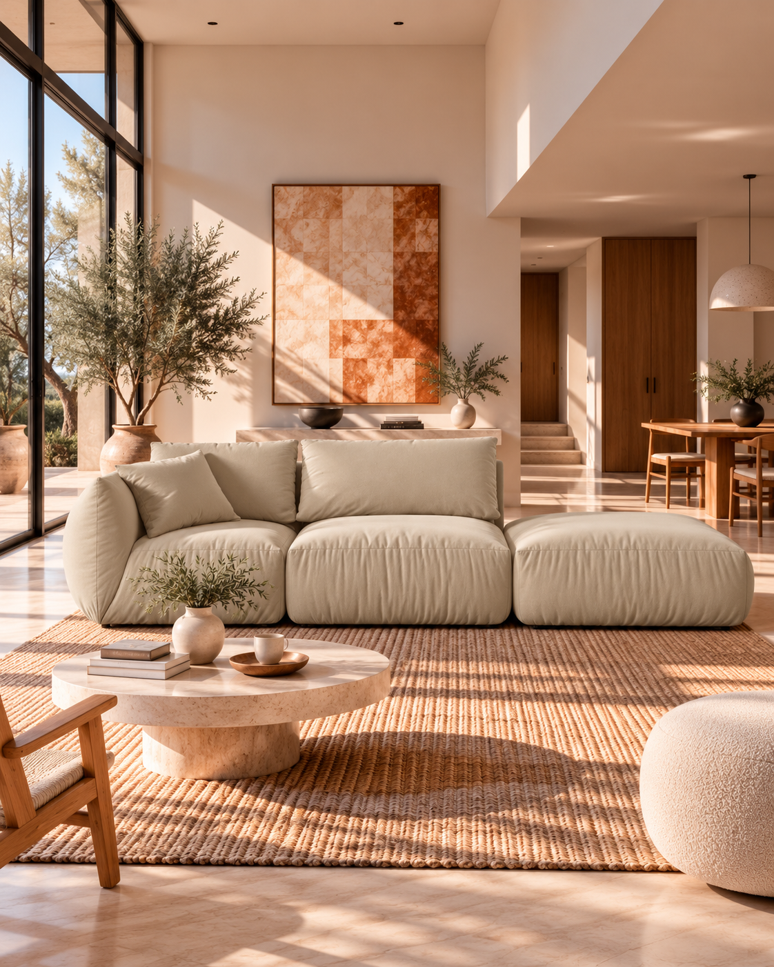 PolsterOase Modulsofa – Bono Modulsofa mit Récamiere aus Samt, Dreisitzer, 295 cm – zusätzliche Produktansicht
