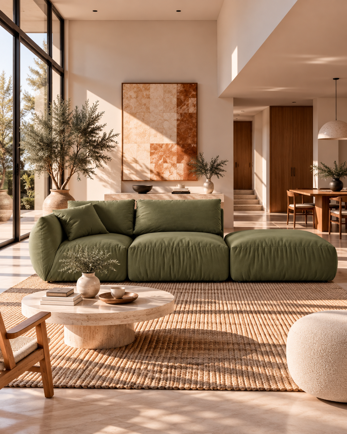 PolsterOase Modulsofa – Bono Modulsofa mit Récamiere aus Samt, Dreisitzer, 295 cm – zusätzliche Produktansicht