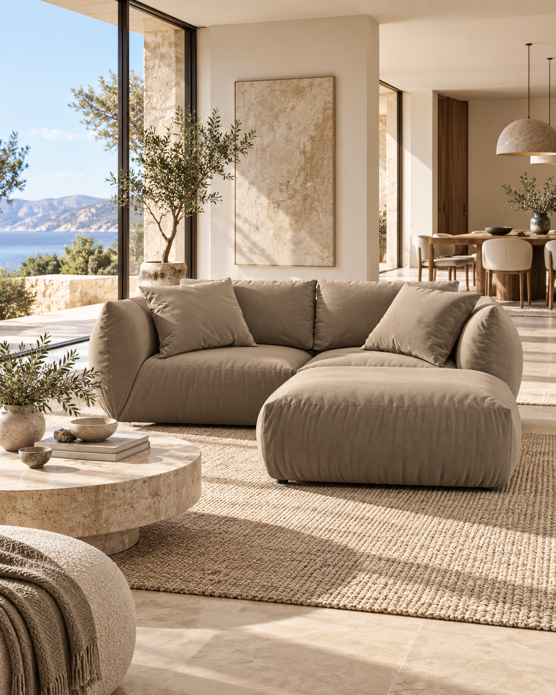 PolsterOase Ecksofa – Bono Ecksofa aus Samt, 4-Sitzer, 230 × 200 cm – zusätzliche Produktansicht