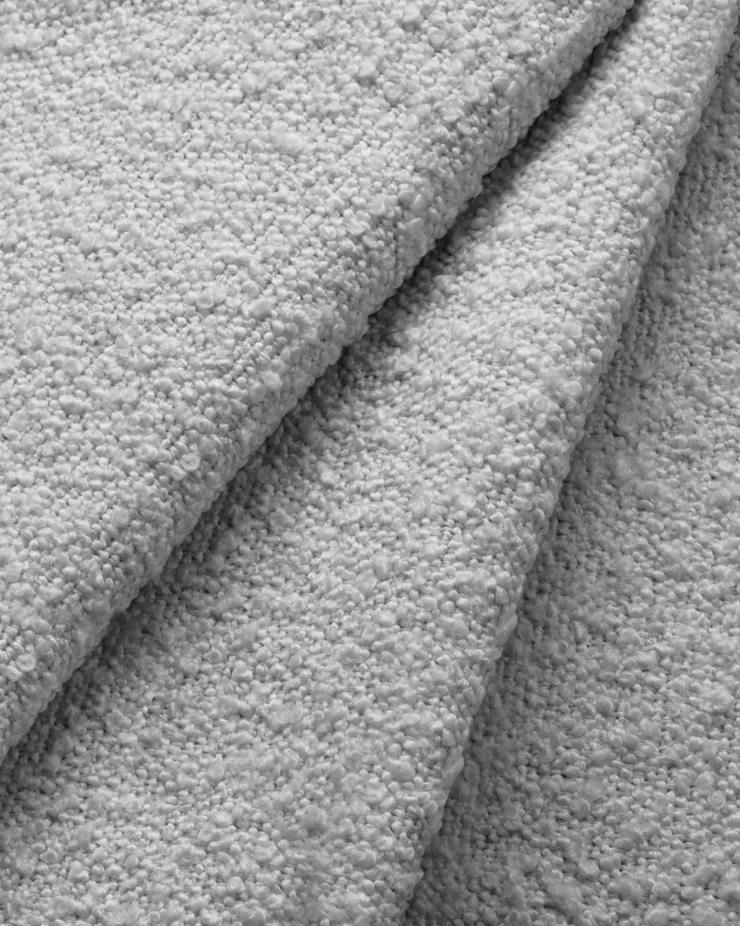 PolsterOase Modulsofa – Grandé Ecksofa 3-Sitzer in Bouclé, 230 cm Breite, Grau, Rechts – Rückansicht