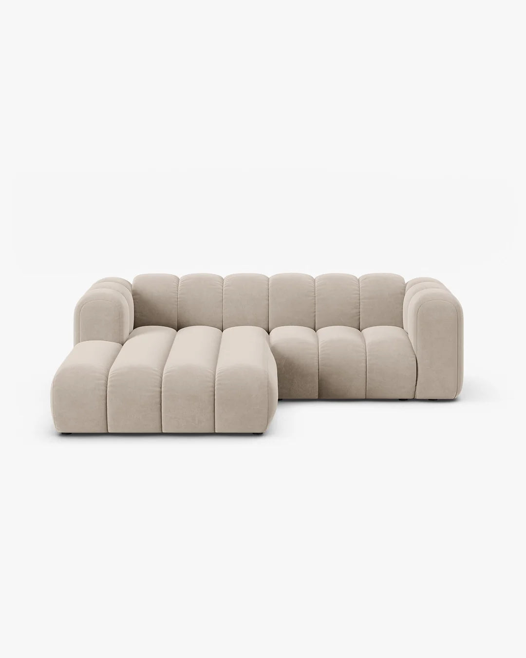 PolsterOase Modulsofa – Grandé Ecksofa 3-Sitzer in Samt, 230 cm Breite, Beige – Ansicht 1