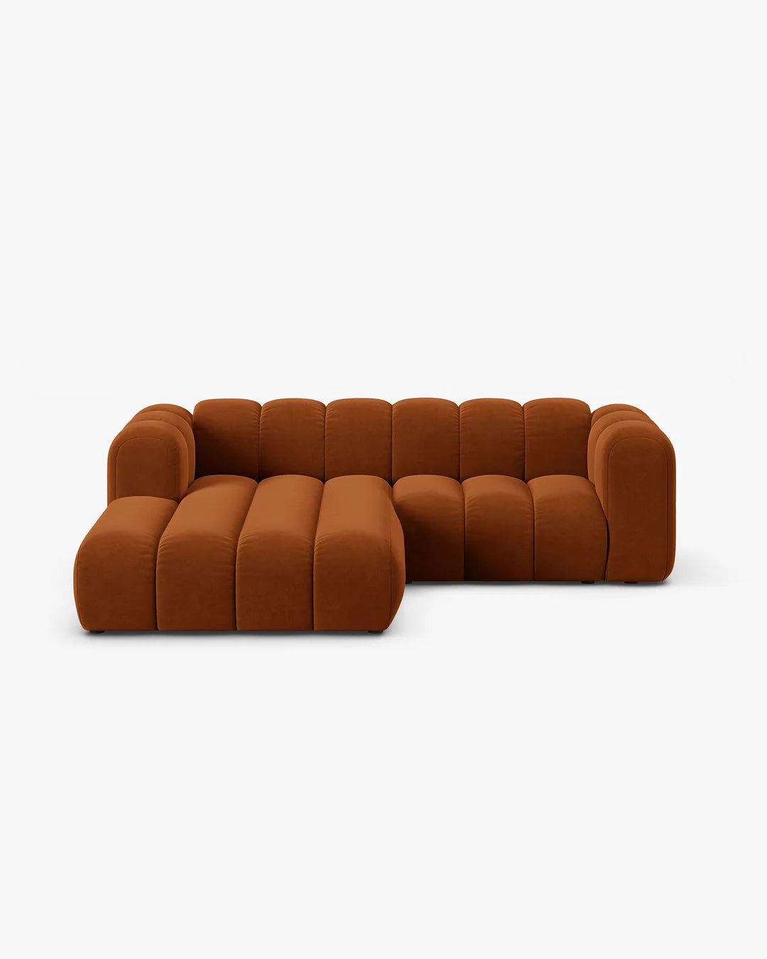 PolsterOase Modulsofa – Grandé Ecksofa 3-Sitzer in Samt, 230 cm Breite, Terrakotta – Ansicht 1
