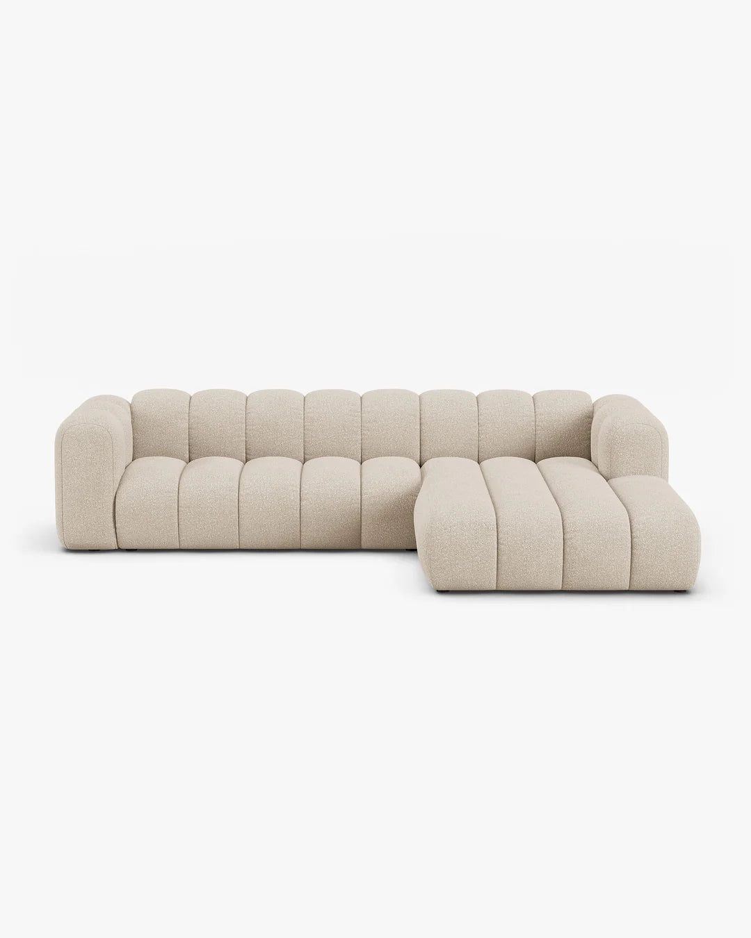 PolsterOase Modulsofa – Grandé Ecksofa 4-Sitzer in Bouclé, 290 cm Breite, Beige – Ansicht 1