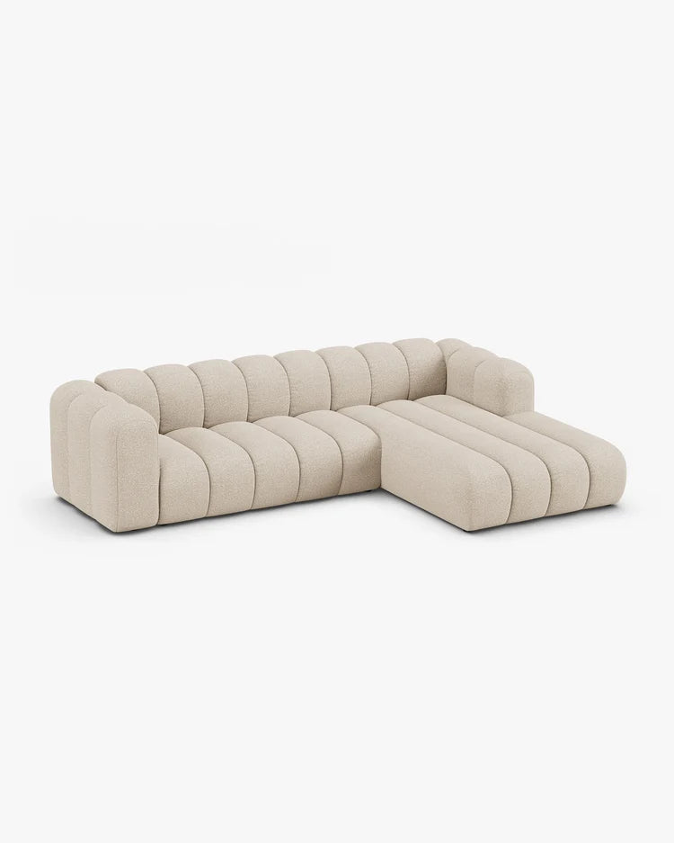 PolsterOase Modulsofa – Grandé Ecksofa 4-Sitzer in Bouclé, 290 cm Breite, Beige – Ansicht 3