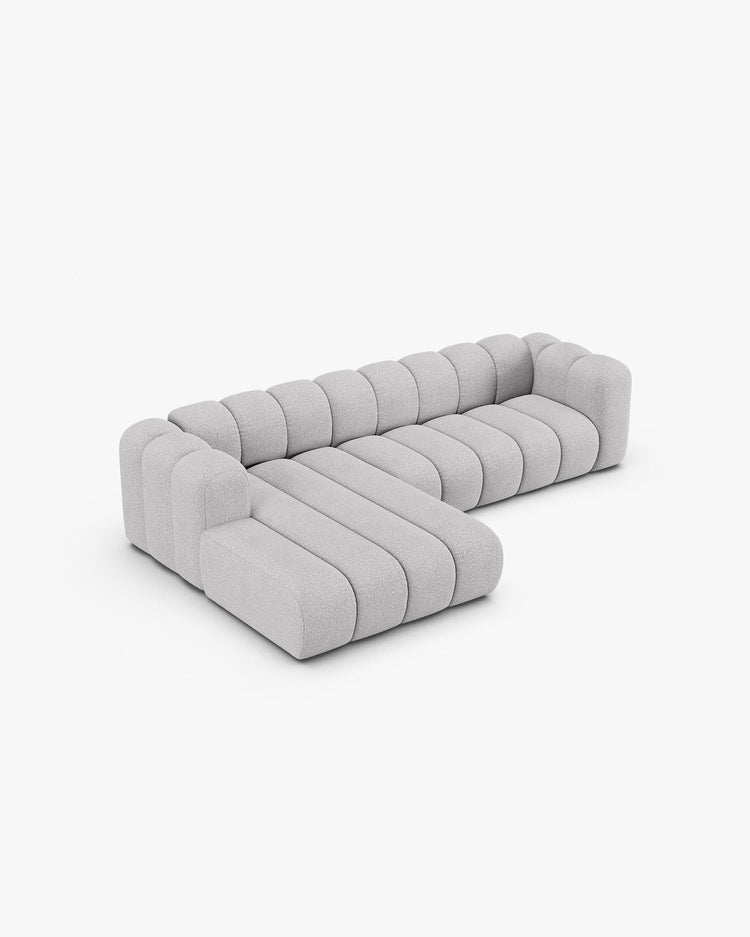 PolsterOase Modulsofa – Grandé Ecksofa 4-Sitzer in Bouclé, 290 cm Breite, Grau – Ansicht 4