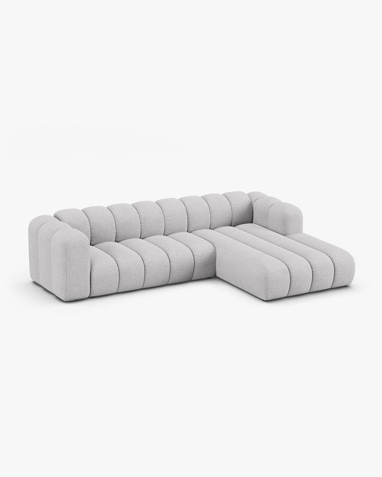 PolsterOase Modulsofa – Grandé Ecksofa 4-Sitzer in Bouclé, 290 cm Breite, Grau – Ansicht 3