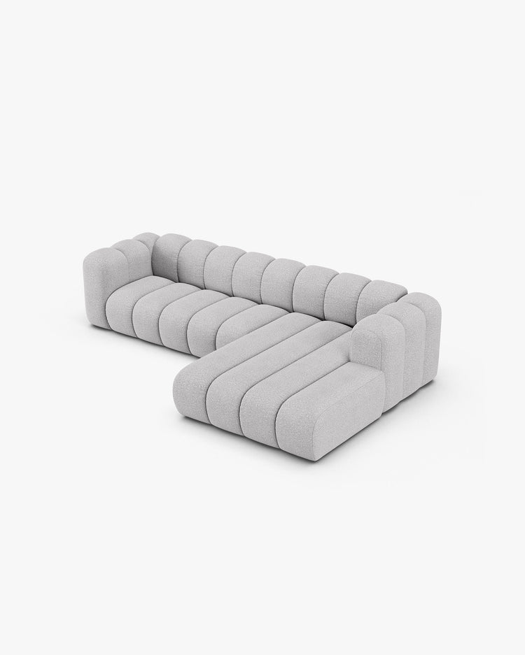 PolsterOase Modulsofa – Grandé Ecksofa 4-Sitzer in Bouclé, 290 cm Breite, Grau – Ansicht 4