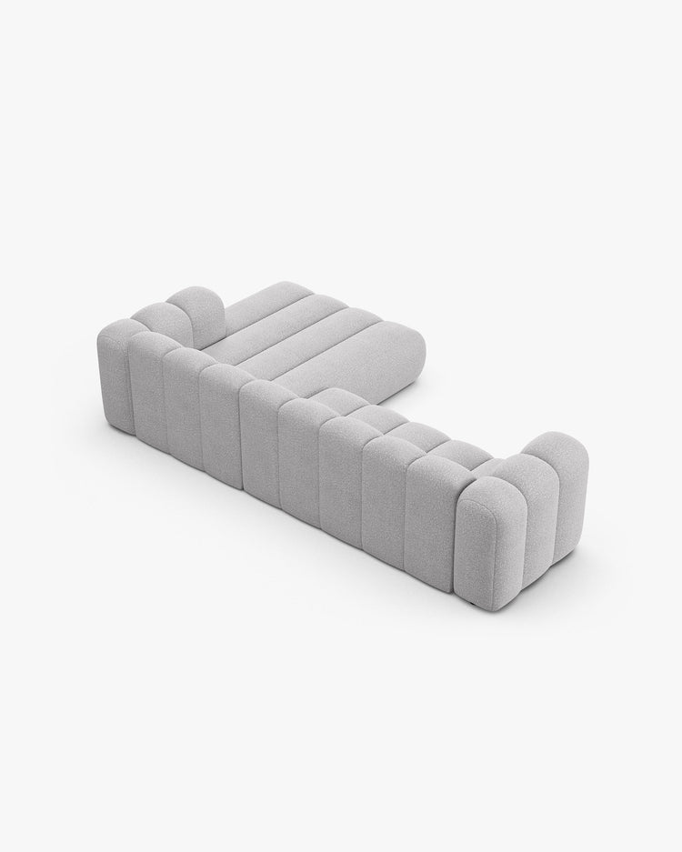 PolsterOase Modulsofa – Grandé Ecksofa 4-Sitzer in Bouclé, 290 cm Breite, Grau – Ansicht 5