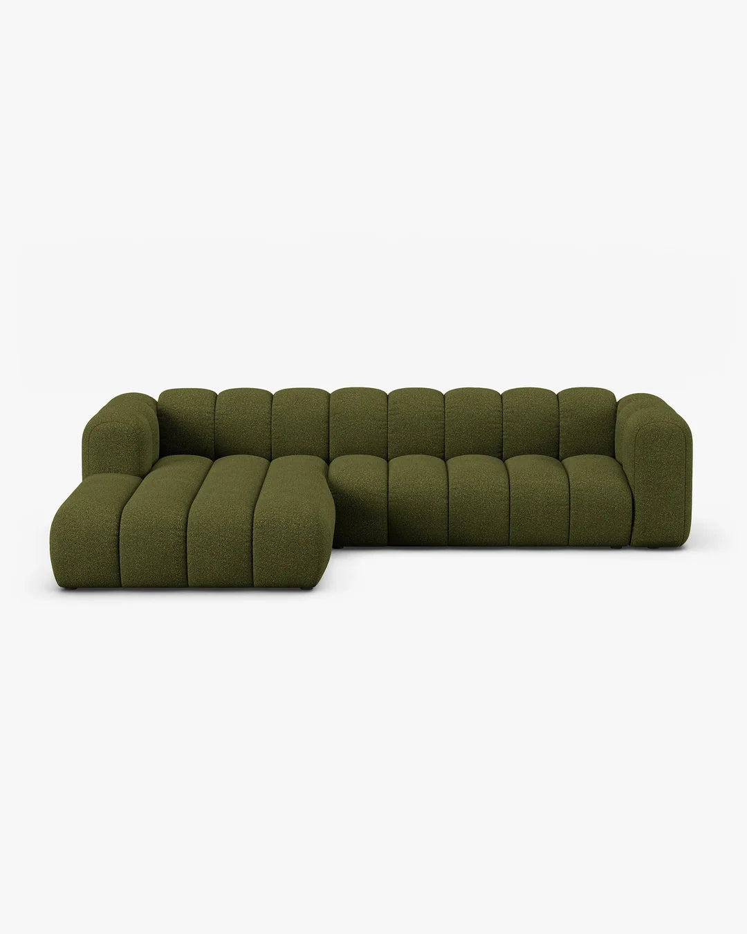 PolsterOase Modulsofa – Grandé Ecksofa 4-Sitzer in Bouclé, 290 cm Breite, Grün – Ansicht 1