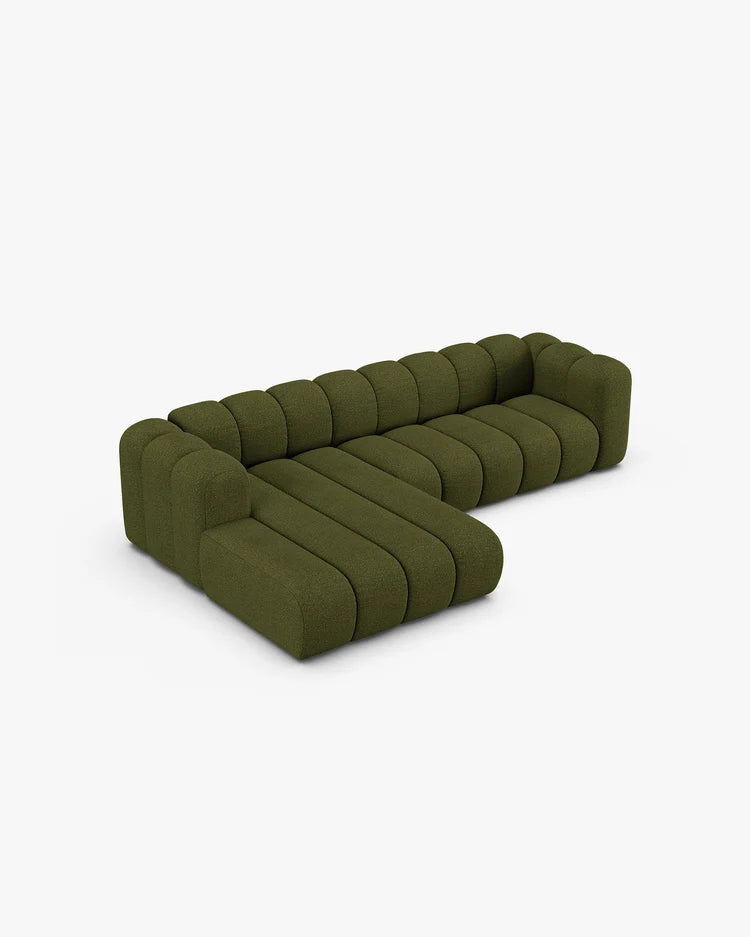 PolsterOase Modulsofa – Grandé Ecksofa 4-Sitzer in Bouclé, 290 cm Breite, Grün – Ansicht 4