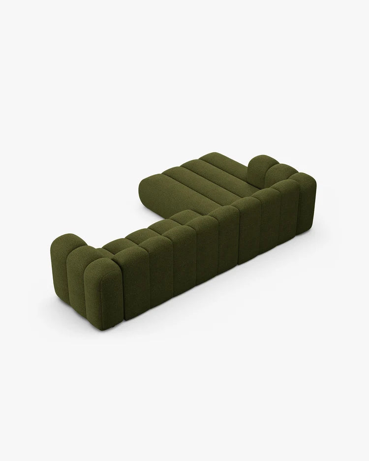 PolsterOase Modulsofa – Grandé Ecksofa 4-Sitzer in Bouclé, 290 cm Breite, Grün – Ansicht 5