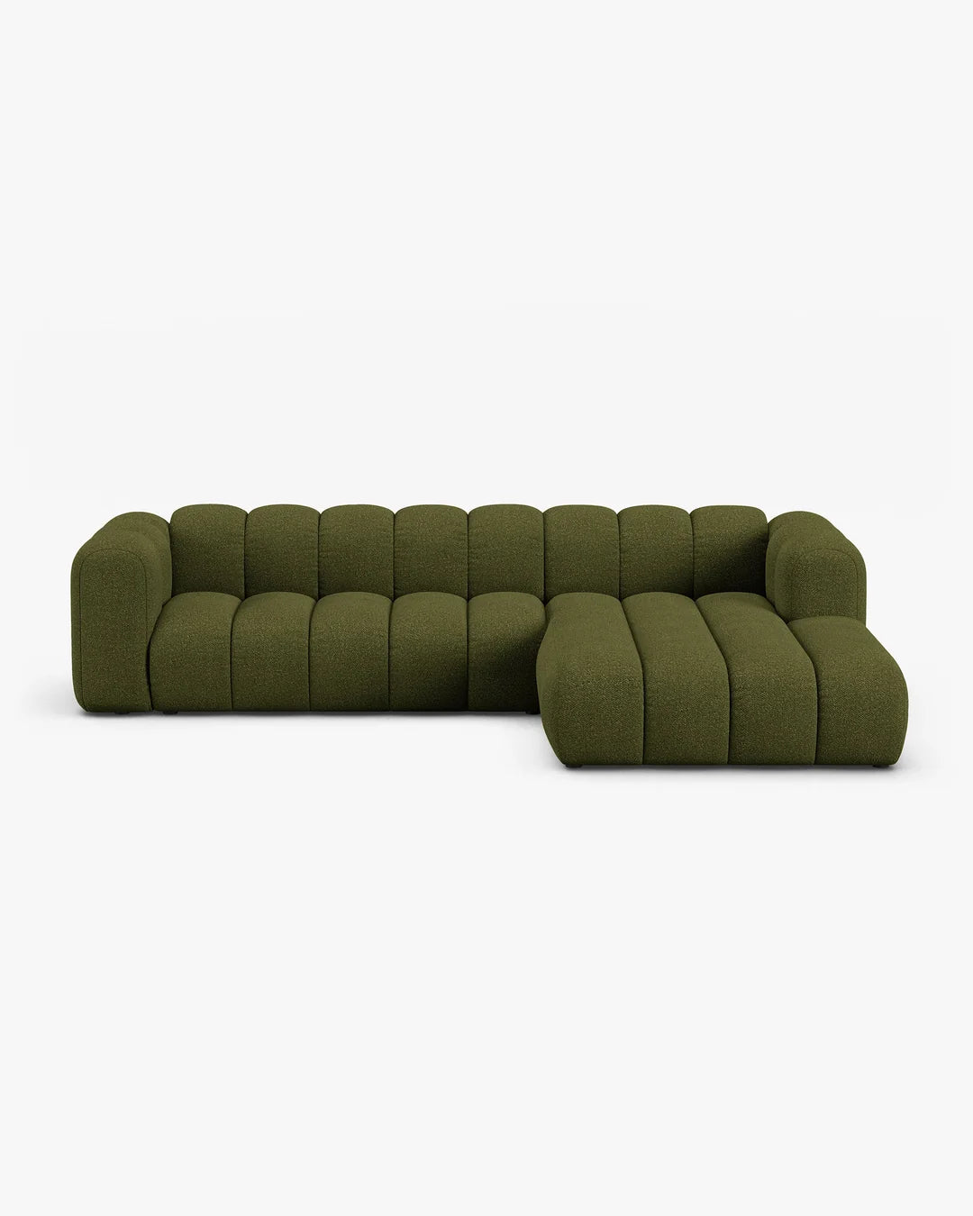 PolsterOase Modulsofa – Grandé Ecksofa 4-Sitzer in Bouclé, 290 cm Breite, Grün – Ansicht 1