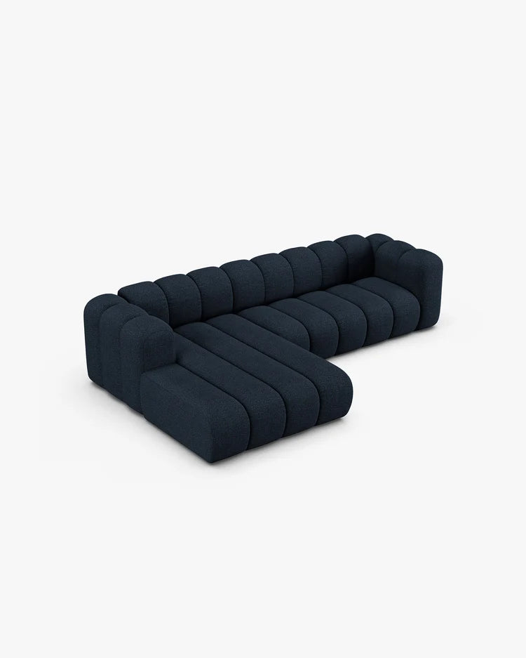PolsterOase Modulsofa – Grandé Ecksofa 4-Sitzer in Bouclé, 290 cm Breite, Königsblau – Ansicht 4