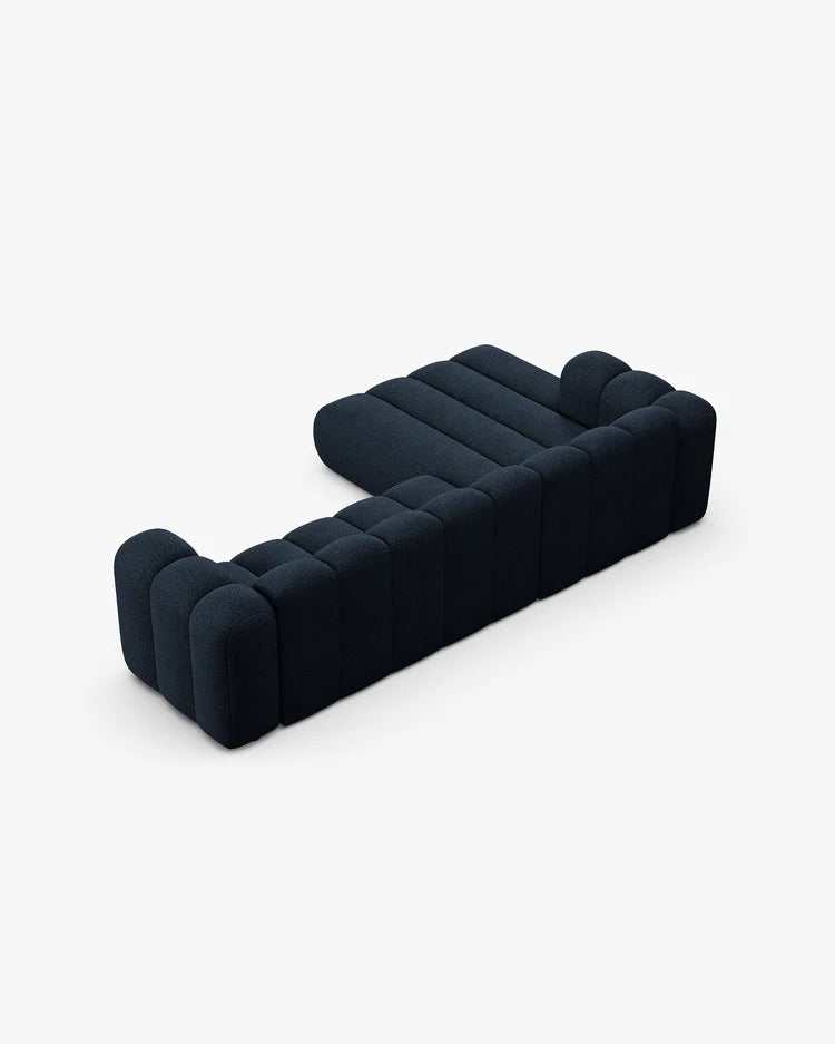 PolsterOase Modulsofa – Grandé Ecksofa 4-Sitzer in Bouclé, 290 cm Breite, Königsblau – Ansicht 5