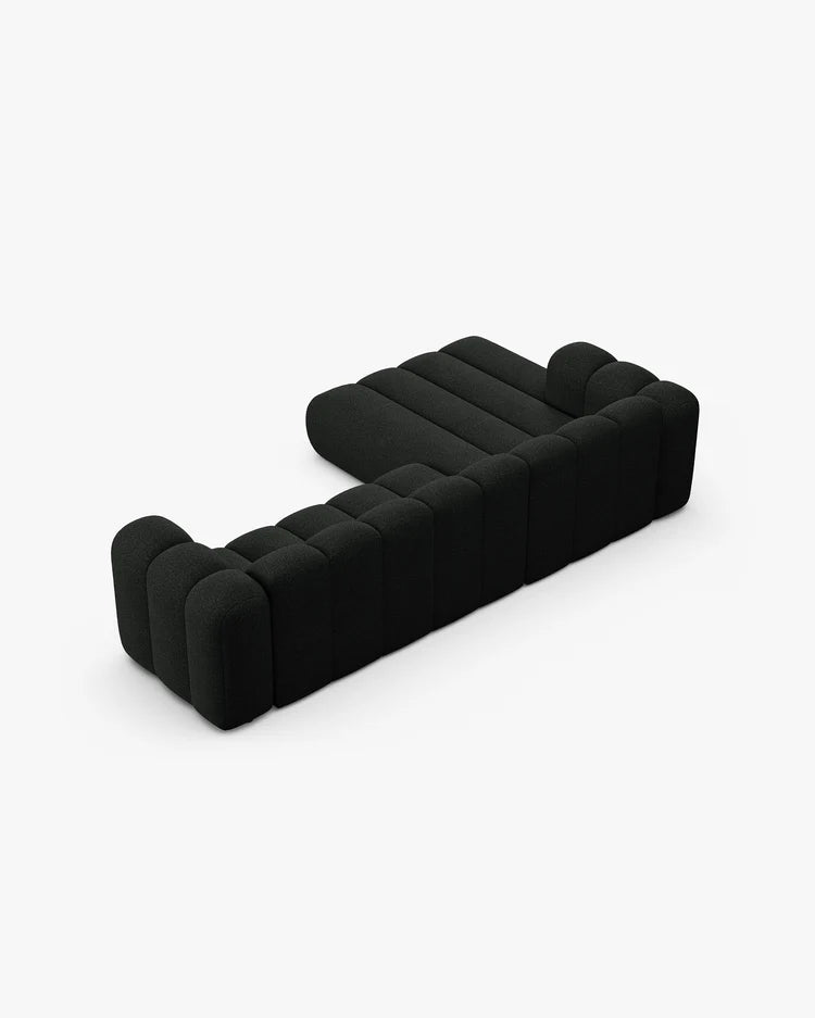 PolsterOase Modulsofa – Grandé Ecksofa 4-Sitzer in Bouclé, 290 cm Breite, Schwarz – Ansicht 5