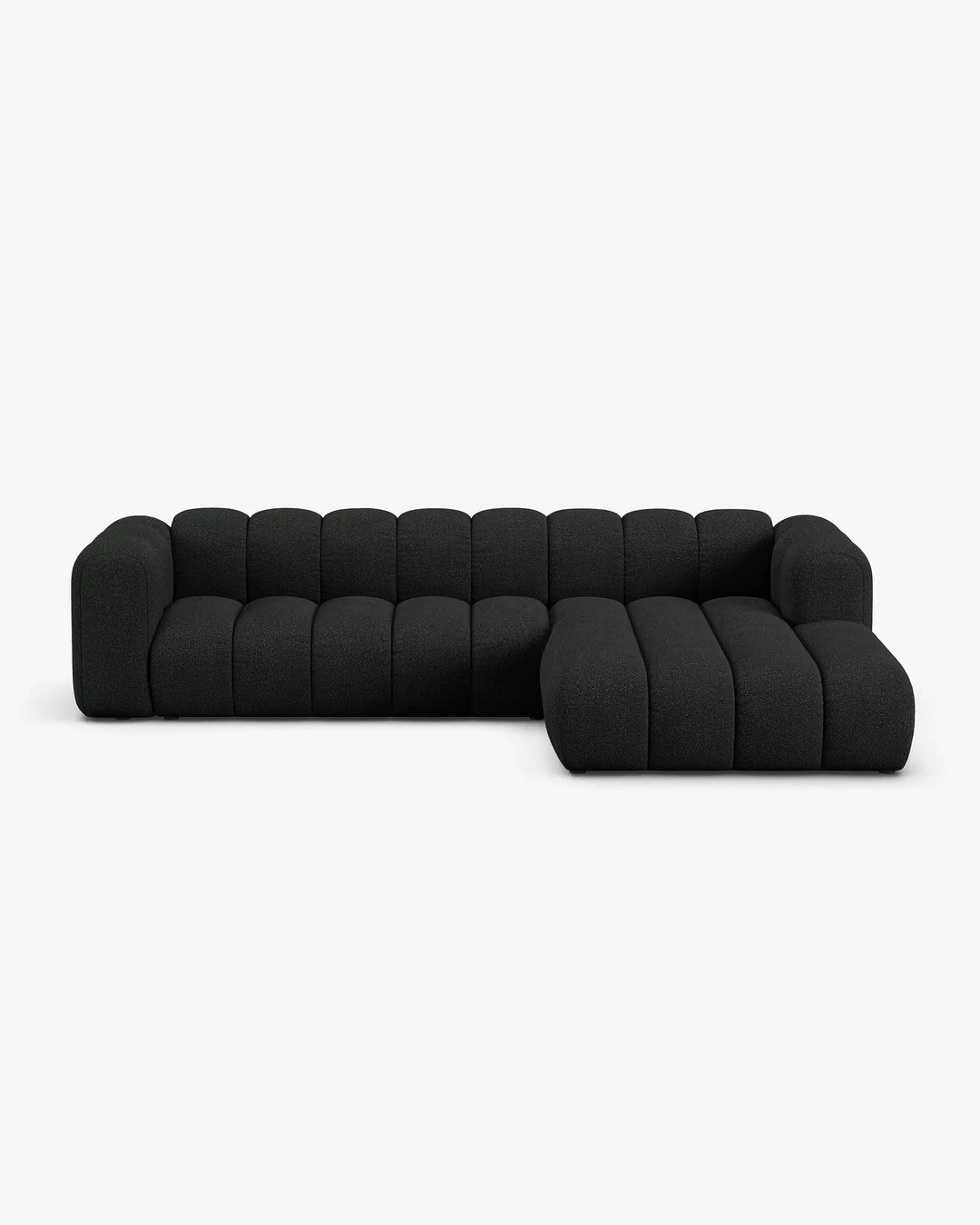 PolsterOase Modulsofa – Grandé Ecksofa 4-Sitzer in Bouclé, 290 cm Breite, Schwarz – Ansicht 1
