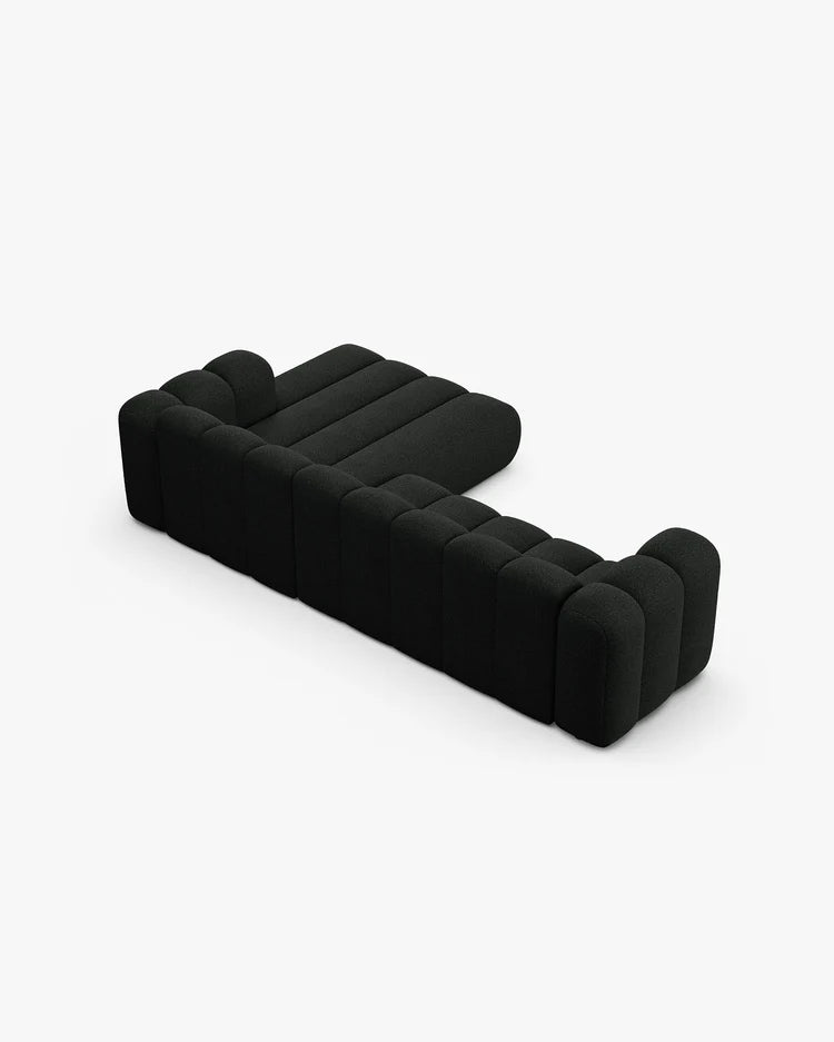 PolsterOase Modulsofa – Grandé Ecksofa 4-Sitzer in Bouclé, 290 cm Breite, Schwarz – Ansicht 5