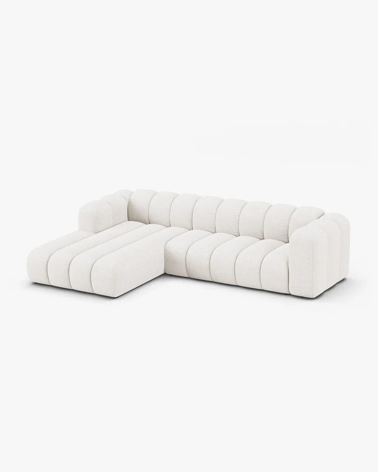 PolsterOase Modulsofa – Grandé Ecksofa 4-Sitzer in Bouclé, 290 cm Breite, Weiß – Ansicht 3