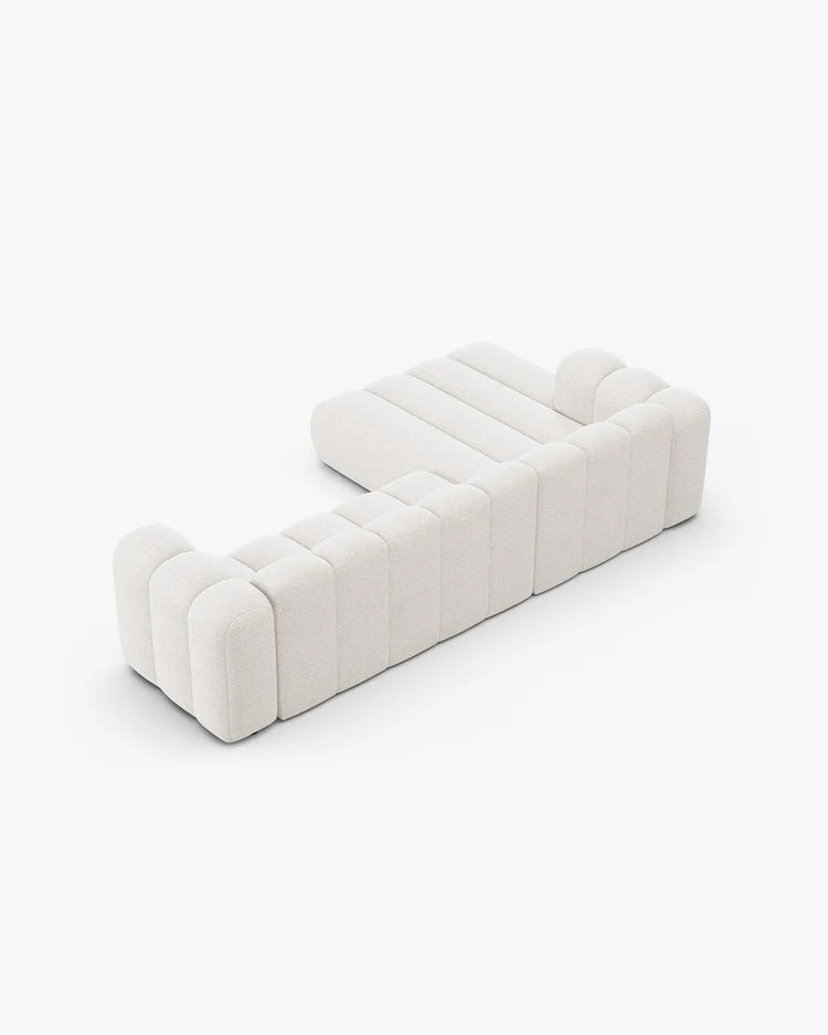 PolsterOase Modulsofa – Grandé Ecksofa 4-Sitzer in Bouclé, 290 cm Breite, Weiß – Ansicht 5