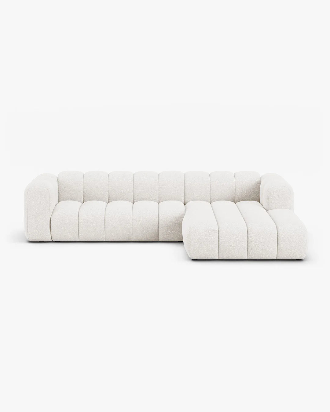 PolsterOase Modulsofa – Grandé Ecksofa 4-Sitzer in Bouclé, 290 cm Breite, Weiß – Ansicht 1