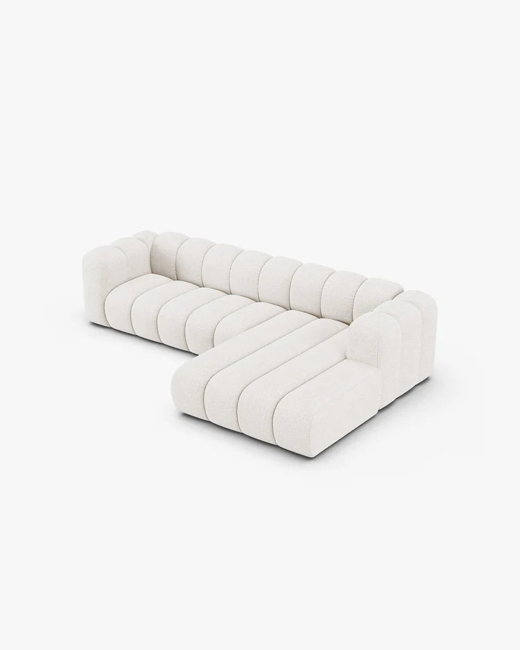 PolsterOase Modulsofa – Grandé Ecksofa 4-Sitzer in Bouclé, 290 cm Breite, Weiß – Ansicht 4