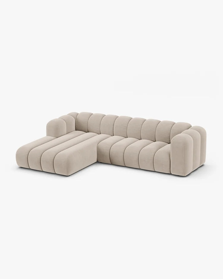 PolsterOase Modulsofa – Grandé Ecksofa 4-Sitzer in Samt, 260 cm Breite, Beige – Ansicht 3